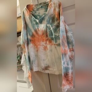 POL Multicolor Tie-Dye Crew Neck Top
